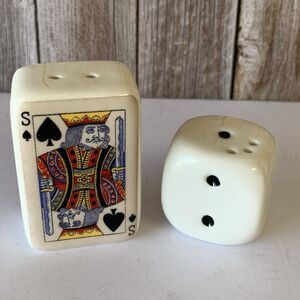 Cracker Barrel Mini Dice & Playing Card Salt and Pepper Shakers Set Game Night